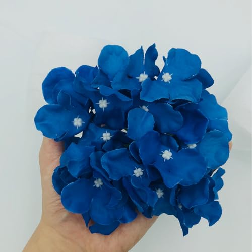 HinyoCo 32 Pcs Silk Hydrangea Artificial Flowers Hydrangea Heads No Stems, Used for Home Wedding Party Decoration (Royal Blue) - color: Royal Blue