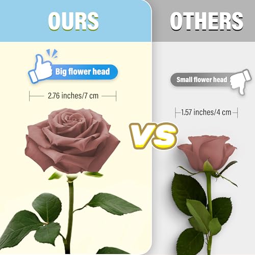 20PCS Artificial Roses with Long Stems - Realistic Silk Flowers, Fake Roses Real Touch Bouquet of Roses for Mother's Day, Home Decor, Bridal Wedding Party, Bulk Faux Rose Flowers (Dusty Rose) - color: Dusty Rose, size: 20 PCS