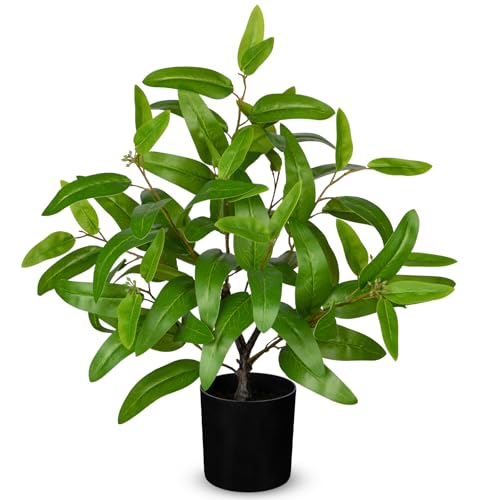 Artificial Plants Indoor with Pot, 19.7" Tall Fake Potted Plants Eucalyptus Leaves, Silk Plant for Home Decor Indoor Plants Artificial for Home & Office, Bedroom, Farmhouse, Entry Table, Shelf Decor - color: # Light Green