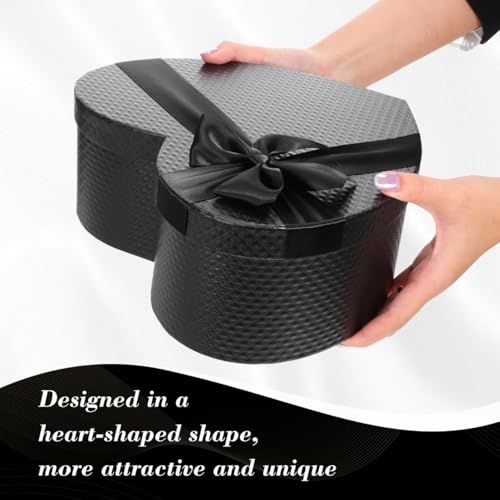 Cabilock Large Black Heart Shaped Box with Lid Luxury Flower Boxes for Arrangements Empty Heart Present Box for Proposals, Weddings Valentine's Day & Mother's Day 10.6" Premium Cardboard Presenta