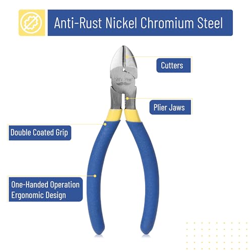 Mr. Pen- Wire Cutter, 6 Inch, Wire Cutters, Diagonal Wire Cutters | Flush Cutter, Nippers, Side Cutters, Flush Cutters, Diagonal Cutter, Cutting Pliers, Floral Wire Cutter, Wire Pliers - color: Blue, size: 6 inch, 1 Pack