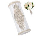 BENECREAT Bouquet Holder, 2 Inch Champagne Royal Satin Wedding Bridal Bouquet Handle Set with Rhinestones, Fresh Flower Artificial Flower Bouquet Holder, Cylinder Bouquet Decor