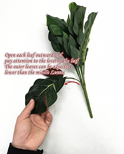 PASYOU Fake Tropical Monstera Plants Decoration Artificial Shrubs 4 Pack, Faux Turtle Palm Leaves Bushes Plant for Outdoor Indoor Greenery Garden Party Wedding Office DIY Floral Arrangement Décor - color: Monstera Shrubs - 4 Pack