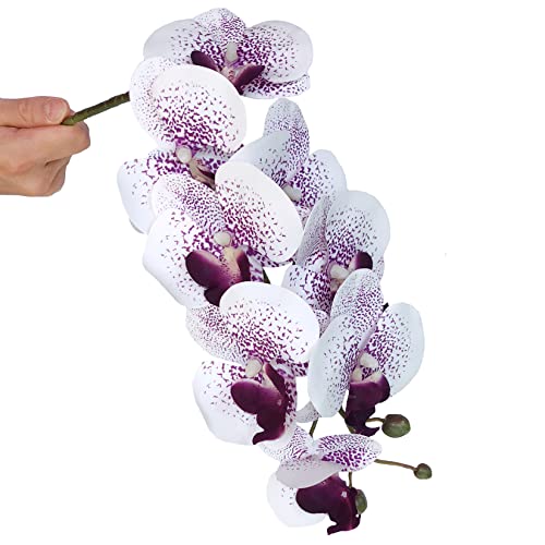 FagusHome 32 Inch Artificial Phalaenopsis Flowers 6 Pcs Artificial Orchid Flowers Stem Plants for Home Décor (Purple Core) - color: Purple Core