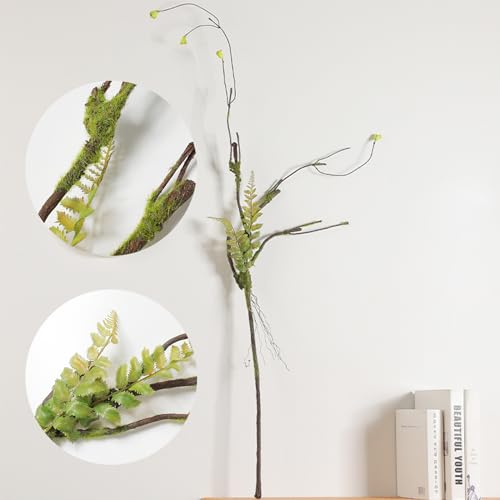 2Pcs 100cm/39in Artificial Cherry Blossom Trees Branches Natural Garland Wood Twigs Bendable Vine Trunk Silk Plants with Moss for Wall Hanging Photo Home Room Garden Reptile Decoration - size: 39 INCH