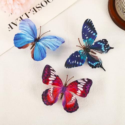 Artificial Butterfly, 3D Artificial Butterfly Clips,Silk Floral Butterflies, Suitable for Home Decoration, Flower Arrangement and Foil the Festive Atmosphere (8 Pcs) - color: Gray-8 Pcs