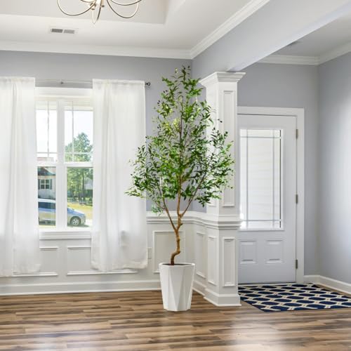 Warmplants 8ft Artificial Olive Tree, 96” Tall Fake Plant with Basket, Indoor Outdoor Faux Large Olive Silk Tree for Home Office Living Room Decor (2400 Leaves) - size: 8ft