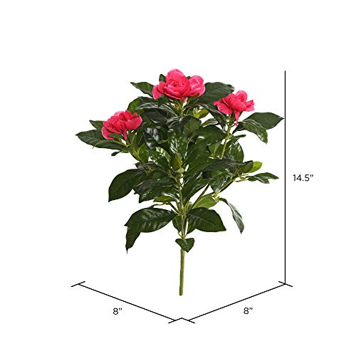Vickerman 14.5" Artificial Beauty Polyester Gardenia Flower Bush - Premium Faux Floral Decor for Wedding or Everyday Arrangements - Maintenance Free Flowers - color: Pink