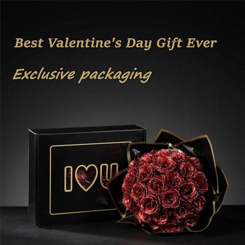 Glitter Roses Bouquet, DIY Fake Glitter Flowers Bouquet, Everlasting Shiny Artificial Red Rose Bouquet, Anniversary, Engagement, Wedding,Light Pink,12 Roses - color: Light Pink-12