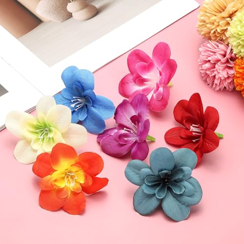 uxcell 20 Pcs Artificial Cattleya Flower Heads, Fake Cattleya Heads Bulk Artificial Flowers for DIY Wedding Bouquets Centerpieces Party Home Decorations, Dark Purple - color: Dark Purple