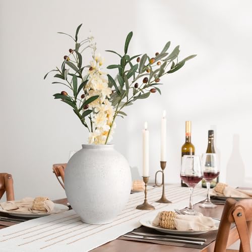 White Ceramic Large Vase - 9.84 Inch Round Modern Ceramic Vases,Tall Vase for Decor Living Room Table Decor and Festive Home Interiors - size: 9.83Inch