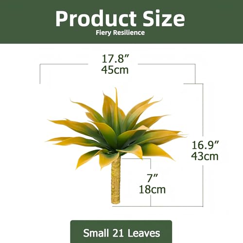 Artificial Agave Faux Agave Fake Greenery Outdoor Artificial Plants Fake Plants for Indoor Home Decoration Plastic Plants Outdoor Decor Front Porch Decor Simulation Plants 18In(Yellow) 2Pack - color: 18''yellow