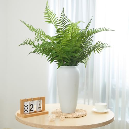 30" Fake Ferns Plants with 24 Fronds Faux Boston Fern Realistic Artificial Greenery Stems for Vase Home Decor Indoor 2Pcs
