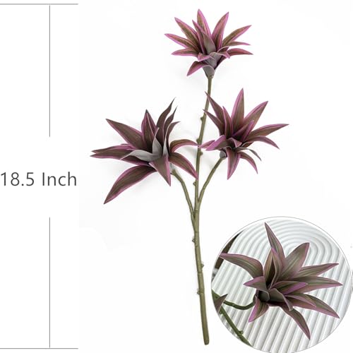 Artificial Plants, Fake Dracaena Plant Indoor Outdoor Bonsai Decor Faux Greenery 3D Leaves Stems for Home Garden Office Porch Patio Verandah Kitchen Office Vase Wedding Party Decorations Purple 2 Pack - color: Dracaena - Purple 2 Pcs