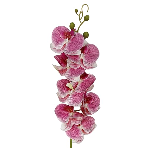 ATFL 8 Pack Pink Orchid Artificial Flowers Real Touch, 32'' Artificial Fake Faux Silk Orchid Stem Bouquets for Wedding Party Home Garden Decor,Orquideas Artificiales para Decora (excluding The Pot) - color: Pink
