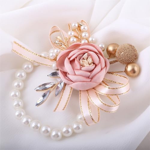 Blush Pink Wrist Corsages Set of 12 for Bridal Bride Bridesmaid Artificial Hand Flower Formal Party Wrist Corsage Wristlet Band Wedding Prom Homecoming Blush Pink - color: Blush Pink Corsages (12pcs)