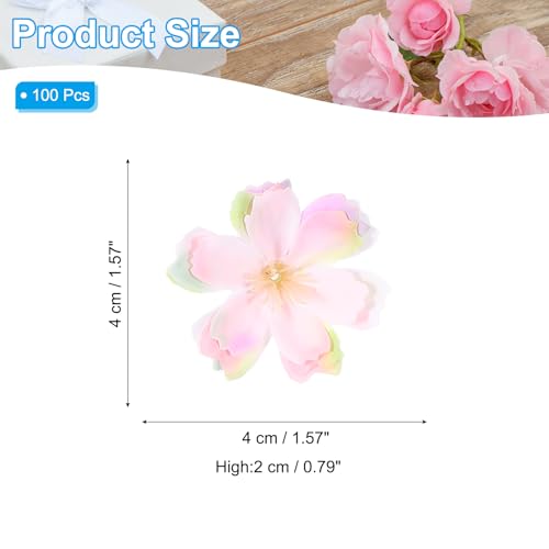 PATIKIL 100 Pcs Fake Silk Flower Heads, 1.6 Inch Artificial Cherry Blossom Faux Flower Heads for DIY Craft Wedding Party Home Wreath Decoration, White/Pink - color: White/Pink