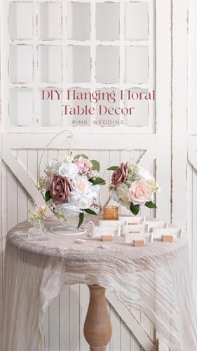 Ling's moment Fake Flowers Box, Faux Artificial Greenery Stems Foam Roses Silk Peonies Fabic Flower for Centerpieces Bouquet Wedding Vase Decorations, Dusty Rose & Cream & Flocked Leaves, Grand Combo - color: Pk-dusty Rose & Cream & Flocked Leaves, size: