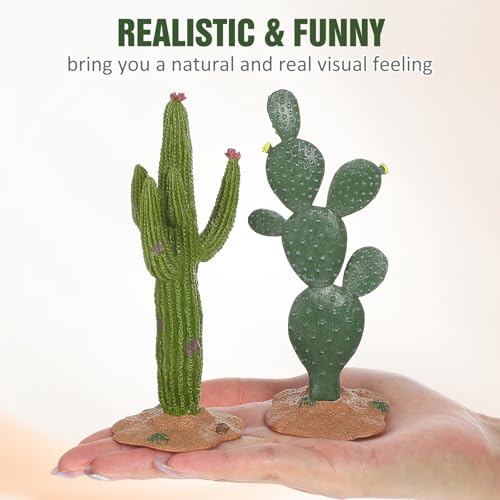 UKCOCO 2 Pack Simulated Cactus Adornments Lifelike Cactus Figurine Desktop Decor 5.70 in PVC Modeling Statue for Home Office Garden Terrarium