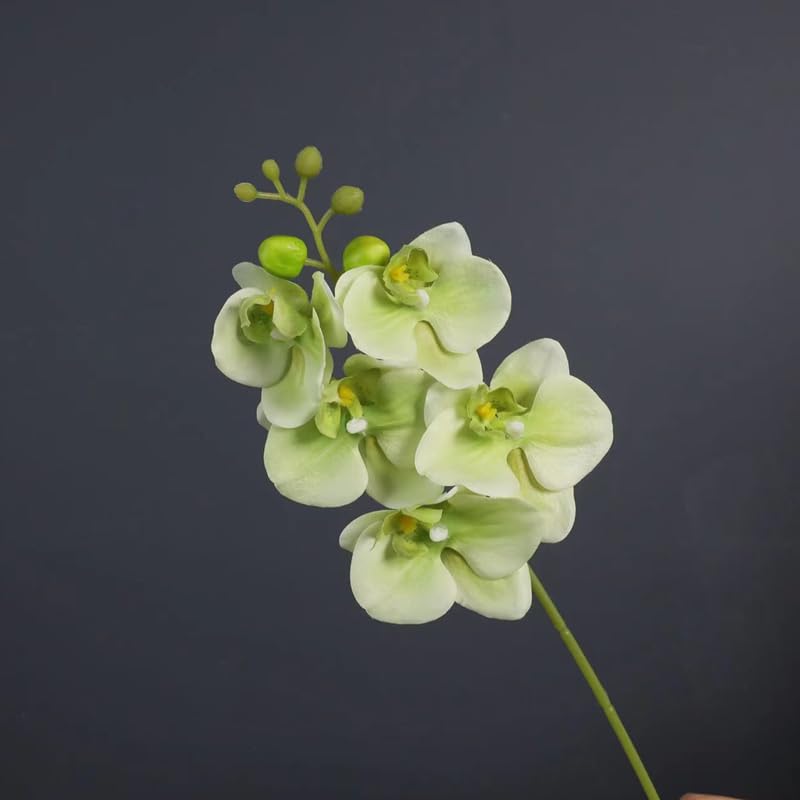 4-Pcs Artificial Flowers Real Touch Latex Phalaenopsis 17.7inch Artificial Orchid Stem Bouquets for Wedding Party Home Garden Decor,Green - color: Green