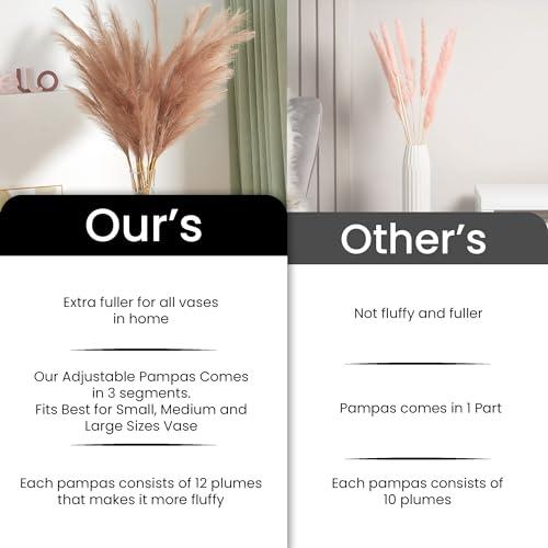 7 Pcs 45" Faux Pampas Grass – Fluffy Artificial Pompous Grass for Tall Floor Vase, Non-Shedding Home Decor, Boho Wedding Flowers, Baby Shower Centerpieces, Bedroom & Living Room Decor (Brown) - color: Brown