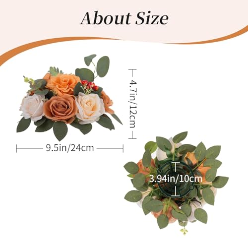 BLOSMON Terracotta Flowers for Wedding Centerpieces: 10 Pcs Artificial Rose Flower Balls Table Decorations - Fall Fake Silk Kissing Floral Arrangements for Home Party Event DIY Decor - color: Terracotta
