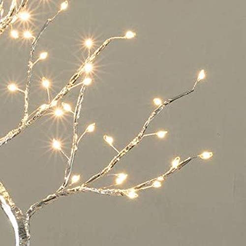 FUCHSUN 90 LED Bonsai Tree Light, Tabletop Artificial Tree Lamp for Bedroom Living Room Christmas Home Decor, Battery/USB Operated (Warm White Glow) - color: Warm White Glow-silver Branch-big Led