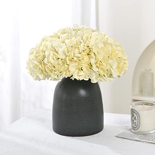 10PCS Silk Hydrangea Heads with Stems Artificial Flowers for Wedding Party Home Decor (Champagne) - color: Champagne