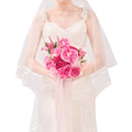 TINGE TIME 9 Inch Artificial Bridal Bouquet, Cascading Wedding Bouquet for Wedding Ceremony and Anniversary (Hot Pink) - color: Hot Pink