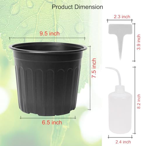 50-Pack 2.5 Gallon Flexible Plastic Plant Pots,Thickened Soft Seed Starting Container for Indoor Outdoor Plants, Seedlings, Vegetables, Succulents and Cuttings - size: 2.5 Gallon