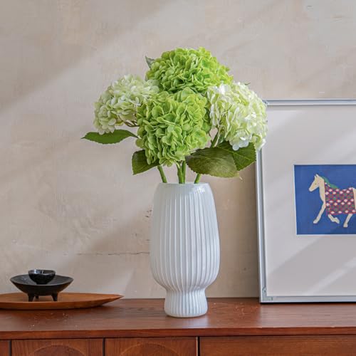 22" Large Real Soft Touch Artificial Hydrangea Flowers Bouquet Latex Hydrangeas for Wedding, Home, Office, Bridal Party Decoration Garden Office Room Table Centerpieces 2 Green 2 Light Green - color: 2pcs Green 2pcs Light Green