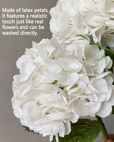 21in Hydrangea Artificial Flowers 3Pcs: Real Touch Latex Lifelike Large Hydrangea Flowers for Wedding Centerpieces, Bouquets & Home Party Decor (White) - color: White, size: 3Pcs