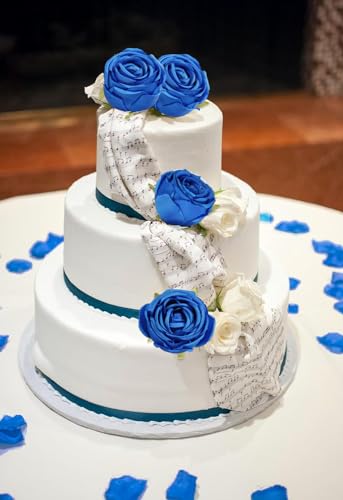 INSUNSIX Artificial Roses,16PCS Royal Blue Flowers 2.76" Austin Silk Roses Artificial Flowers Bulk for Wedding Bouquets Party Home Decor(Royal Blue) - color: Royal Blue
