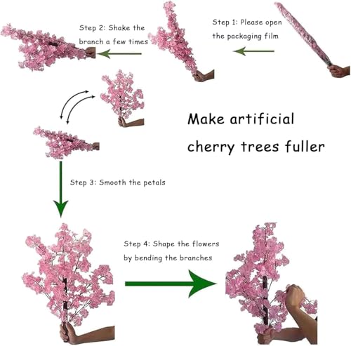 Japanese Artificial Cherry Tree Artificial Cherry Blossom Trees Fake Cherry Blossom Tree Indoor Outdoor Home Office Party Wedding Hotel,Pink,H13*L11.4ft - color: Pink, size: H13*L11.4ft