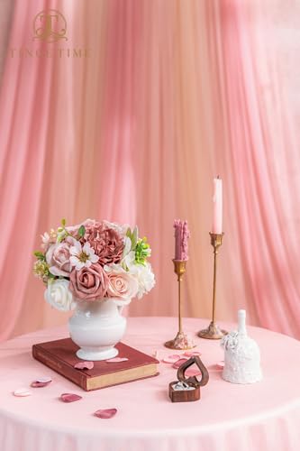 TINGE TIME 9 inch Bridal Bouquets for Bride, Artificial Silk Flowers Tossing Bouquet, Bride Bouquets for Wedding,Ceremony, Anniversary (DustyRose&Cream) - color: Dusty Rose & Cream