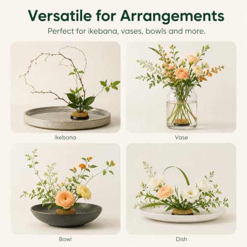 Youeon 4 Pcs Round Flower Frogs, 0.9/1/1.3/2.3" Flower Arranger Flower Fixed Tools, Japanese Flower Holder Floral Frogs Pin Frogs for Flower Arrangement, Plant Fixation and Decoration