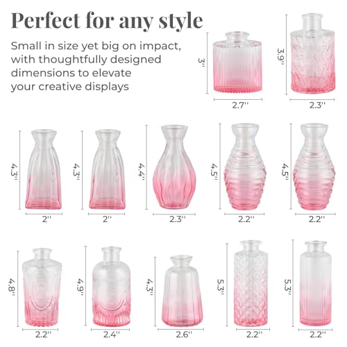 BEAHOT Bud Vase in Bulk - Flower Vases for Wedding Decorations, Glass Vase for Table Decorations, Small Vase for Home, Mother's Day, Centerpieces, Party, Office (32pack,Pink Gradient) - color: Pink-gradient
