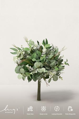 Ling's moment Artificial Greenery Stems Box Set, Faux Greenery Picks for DIY Bridal Bouquets Wedding Floral Arrangement Table Centerpieces, Dark Green & Sage - color: Greenery Combo- Dark Green & Sagen