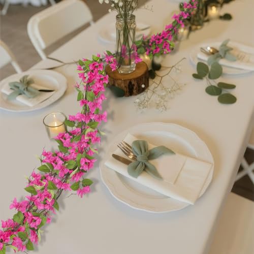 CITYES Artificial Bougainvillea Flowers Garland Silk Bougainvillea Vines UV Resistant Realistic Faux Hanging Flowers Plants for Outdoor Outside Summer Decor Porch Patio Balcony Yard Wall Rose Red - color: Rose Red