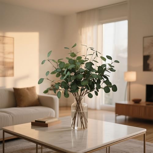 4pcs 24" Artificial Eucalyptus Stems, Realistic Bendable Faux Greenery Branches for Vase, Wedding Arch, Table Centerpiece, Farmhouse Living Room Home Decor - color: A-eucalyptus