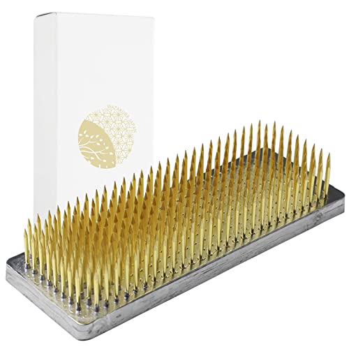Wazakura Japanese Ikebana Kenzan Long Rectangular Flower Holder 4.7" (120mm), Made in Japan Floral Arranging Pin Frog Tool - (4.7" (120mm) Long Rectangular Brass Kenzan - color: 4.7" (120mm) Long Rectangular Brass Kenzan