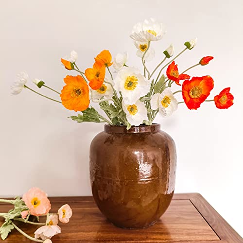 Artificial Flowers 5Pcs Poppies Flowers Artificial Silk Flowers for Home Office Wedding Outdoor Decor (Mixed Colors) - color: Mixed Colors