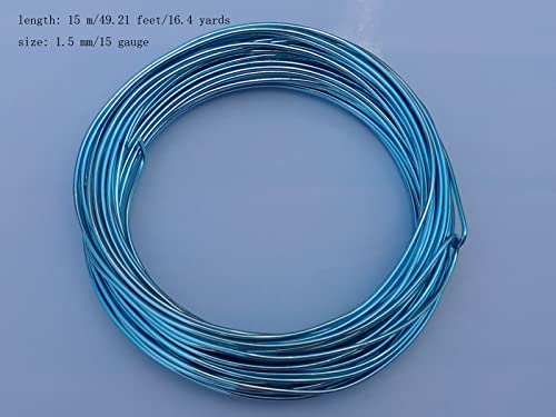 15 Gauge Anodized Aluminum Wire 49 Feet for Jewelry Making Craft DIY（1.5mm,Light Blue,41524） - color: Light Blue, size: 15 Gauge