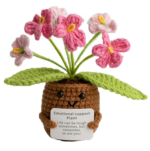 Artificial Crochet Flowers, Handmade Knit Floral Arrangements for Home Decor, Wedding Bouquet Centerpiece Gift for Mother’s Day, Birthday, Anniversary, Kitchen, Office Desk (Gradient Pink-B) - color: Gradient Pink-b