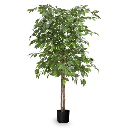 Maia Shop Artificial Tree Plant for House, Apartment or Office – Realistic Fake Indoor Plants for Living Room, Kitchen, Bedroom, Entryway, 5ft, Ficus - color: Ficus, size: 5ft