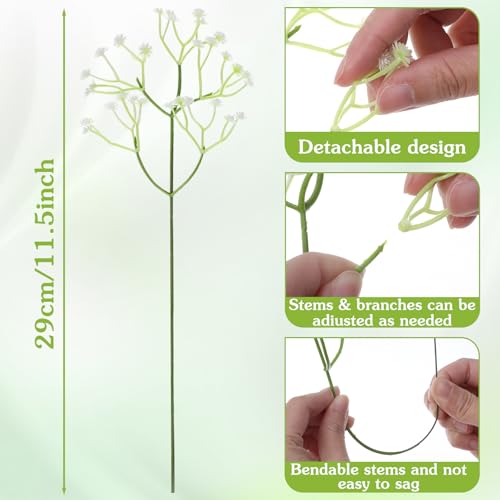 200-Pcs Baby Breath Artificial Flowers Bulk, Real Touch White Artificial Gypsophila with Green Stems for Wedding Centerpieces, Home Decor, Party Decoration (200 Count)
