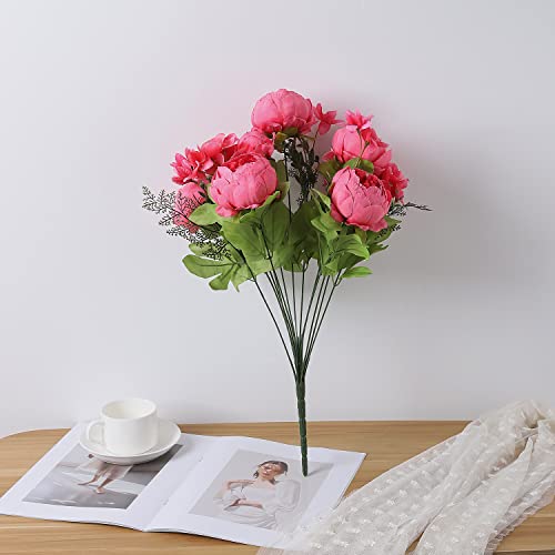 Duovlo Springs Flowers Artificial Silk Peony Bouquets Wedding Home Decoration,Pack of 1 (Spring Pink) - color: Spring Pink