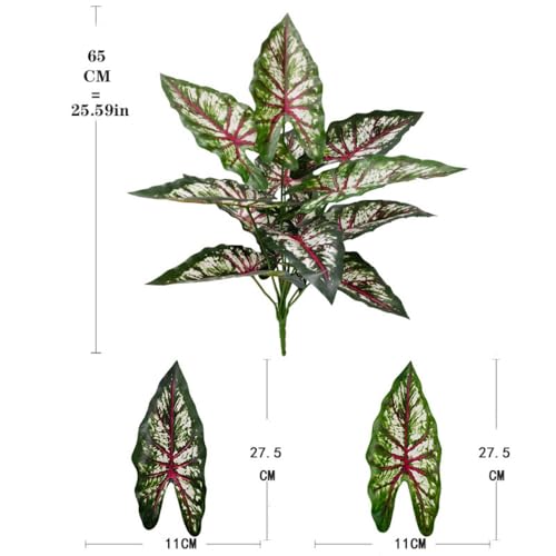 Aglaonema Plant with Variegated Green and Red Leaves, Fake Tree Leaf Simulation Flower Bonsai for Party Decoration Artificial Plants Floor Home Room Decor Ornament (Green Red No Flowerpot, 60cm) - color: Green Red No Flowerpot, size: 60cm