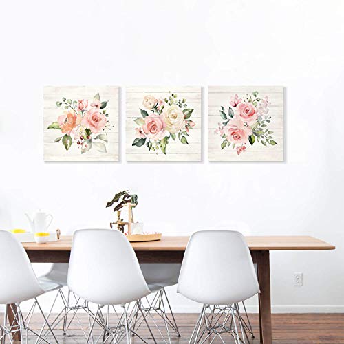 Hardy Gallery Nature Picture Floral Arts Paintings: Bloom Antique Roses Bouquet Graphic Artwork Print on Wrapped Canvas For Walls - color: Roses Bouquet, size: 16'' x 16'' x 3 Panels