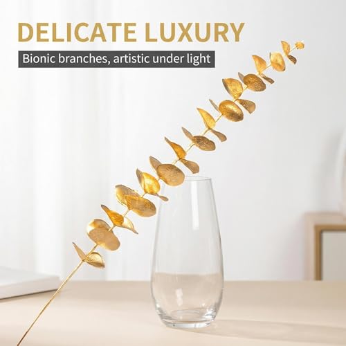 40 Pcs Decor Fake Eucalyptus Leaves for Christmas Decor Gold Leaf Artificiales para Table Wedding Home Room Office Decoracion (20inch) - color: Gold-c